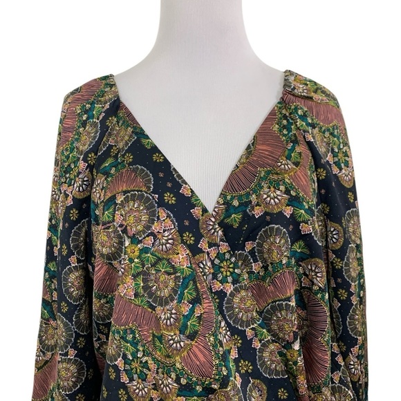 Point Sur Abstract Floral Wrap Top Size M Artsy Kimono Tie - Picture 2 of 16